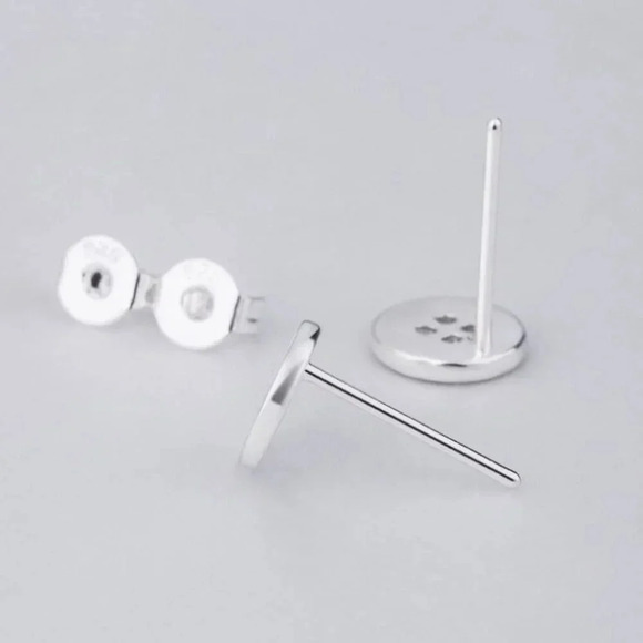 925 Sterling Silver Dainty Button Stud Earrings - Picture 2 of 4